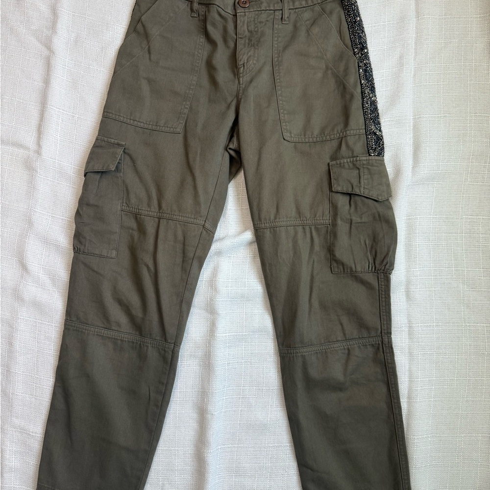 Joie Khaki Cargo Pants with Side Detail